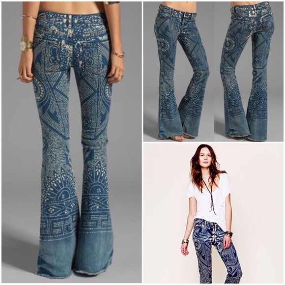 patterned flare jeans